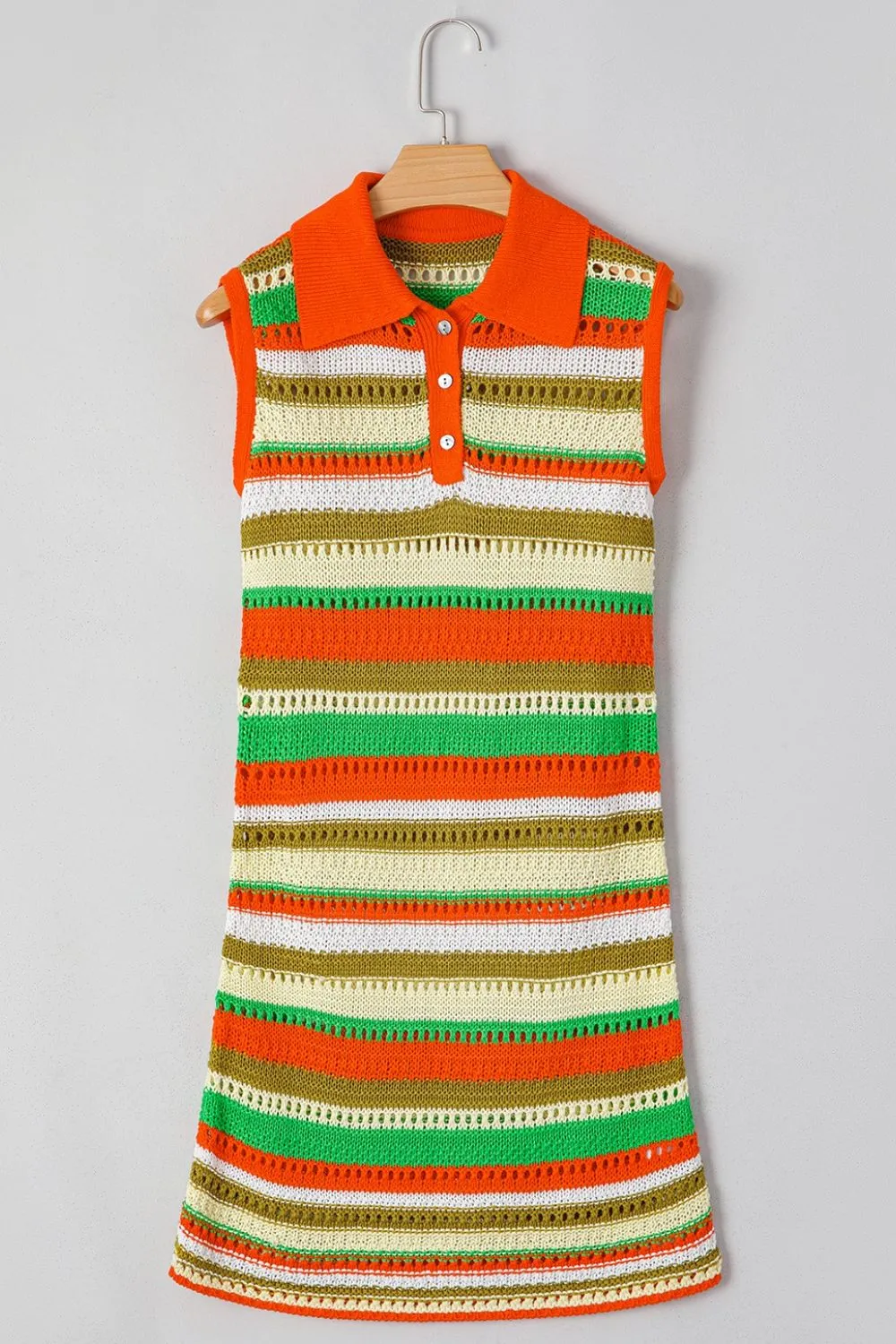 Openwork Stripe Sleeveless Sweater Dress sold by Unique Kulture product image thumbnail 4
