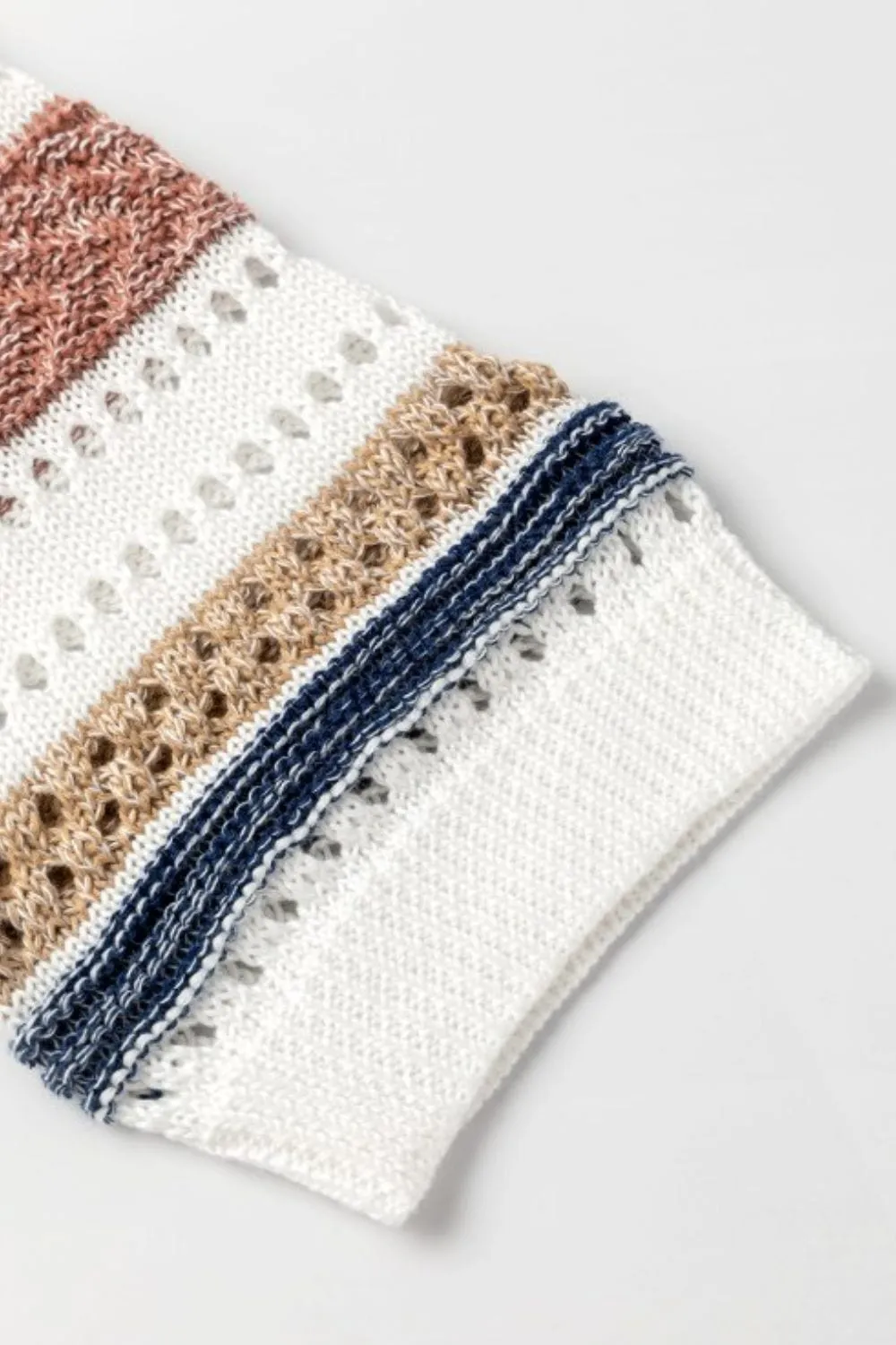 Striped Hollow Out Half Sleeve Knit Top sold by Unique Kulture product image thumbnail 5