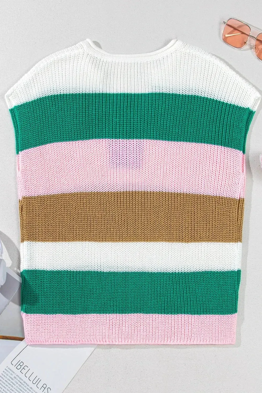 Color Block Notched Cap Sleeve Knit Top sold by Unique Kulture product image thumbnail 5