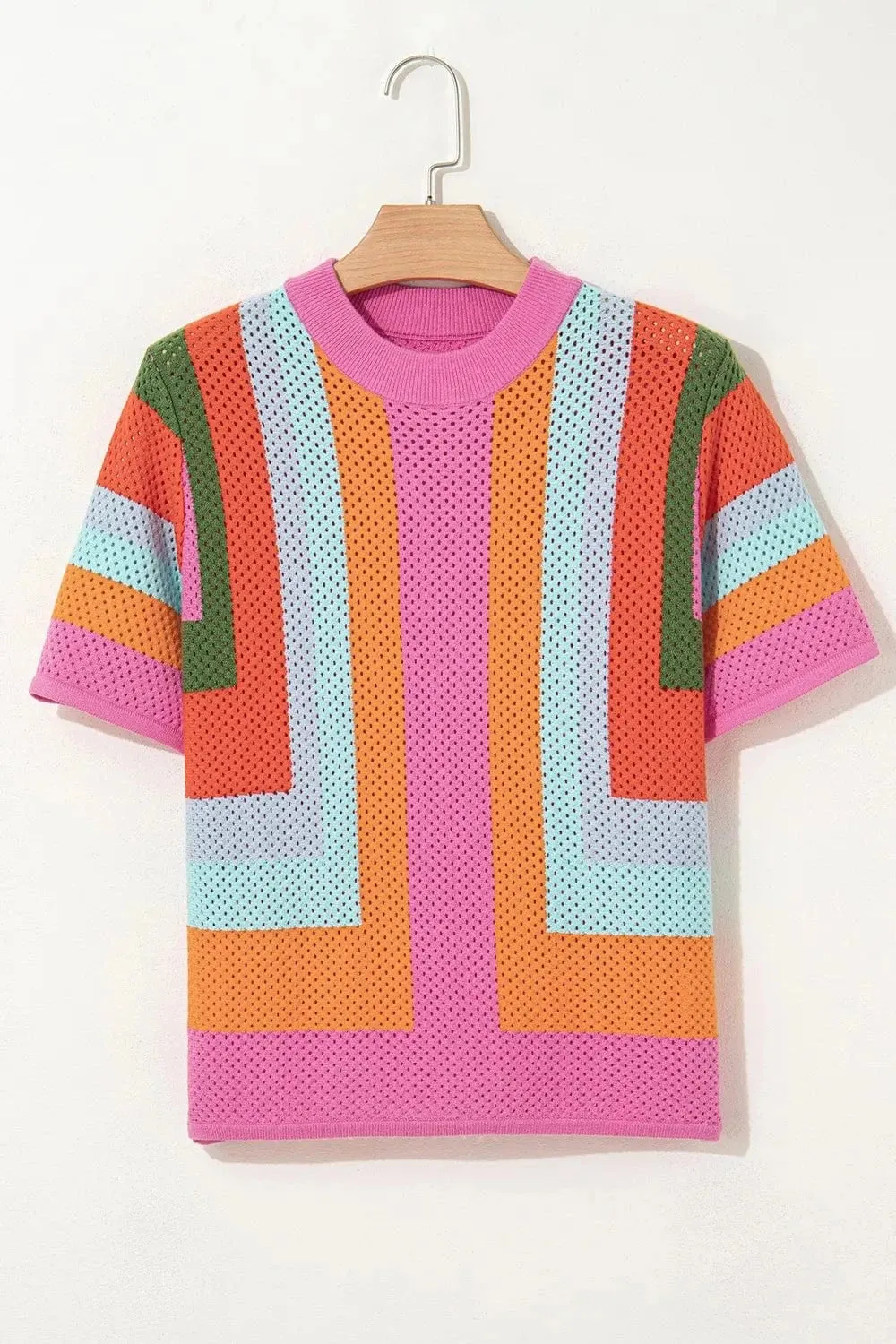 Color Block Eyelet Casual Knit Top sold by Unique Kulture product image thumbnail 3