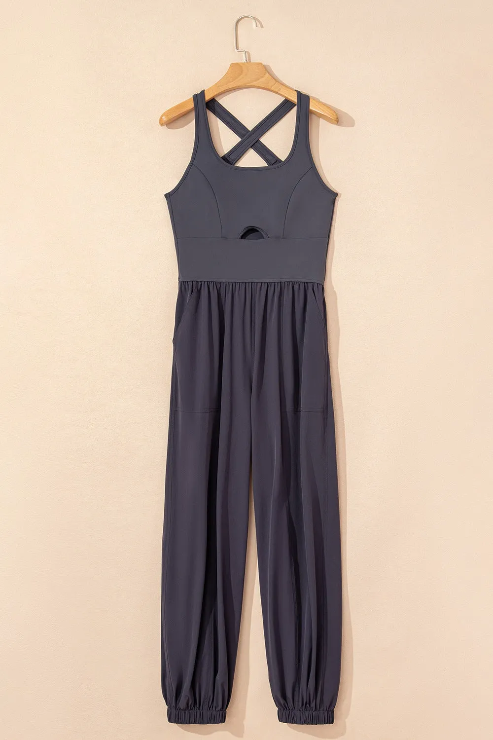 Cutout Square Neck Wide Strap Active Jumpsuit sold by Unique Kulture product image thumbnail 5