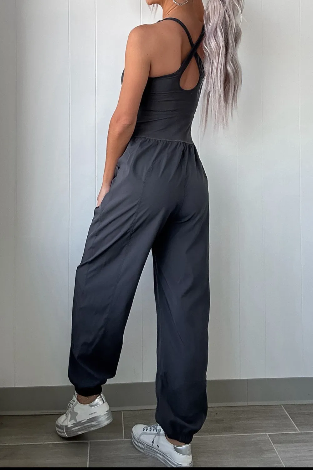 Cutout Square Neck Wide Strap Active Jumpsuit sold by Unique Kulture product image thumbnail 2