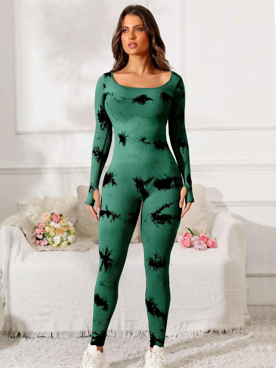 Scoop Neck Long Sleeve Active Jumpsuit sold by Unique Kulture product image thumbnail 4