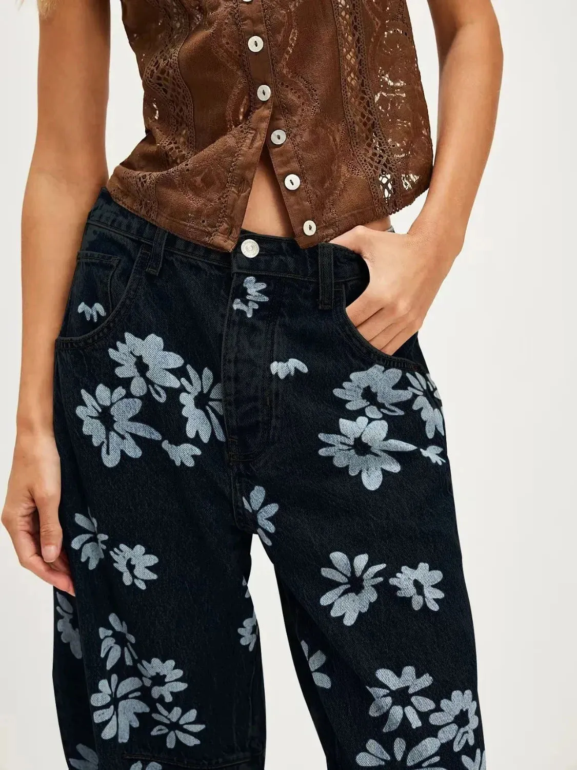 Printed Wide Leg Jeans sold by Unique Kulture product image thumbnail 4