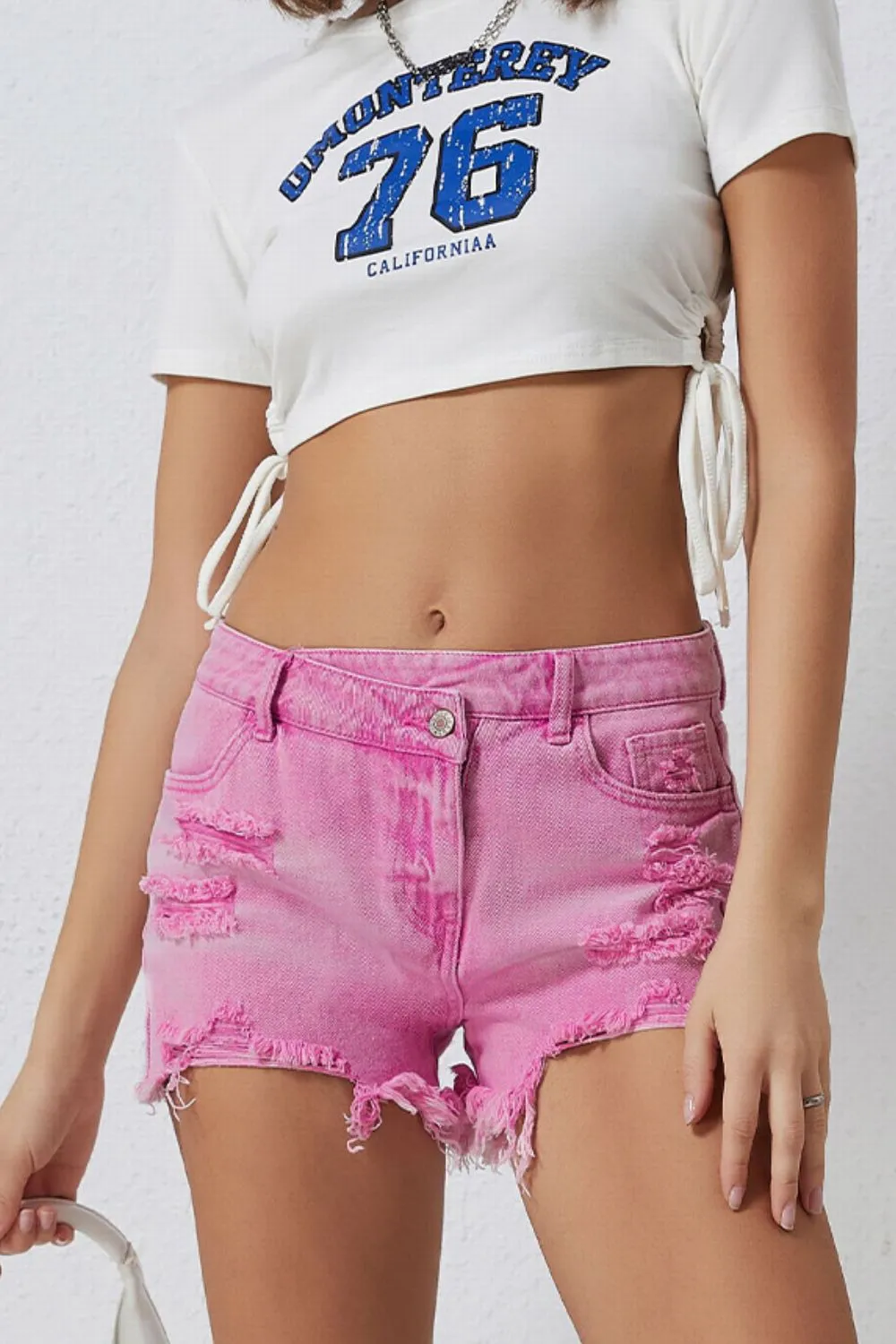 High Rise Crossover Waist Denim Shorts sold by Unique Kulture product image thumbnail 4