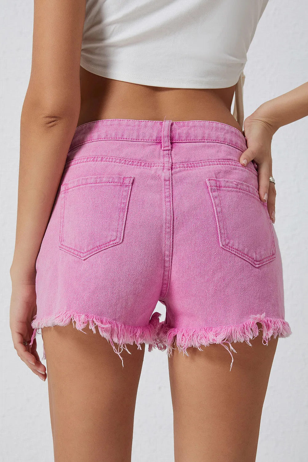 High Rise Crossover Waist Denim Shorts sold by Unique Kulture product image thumbnail 2
