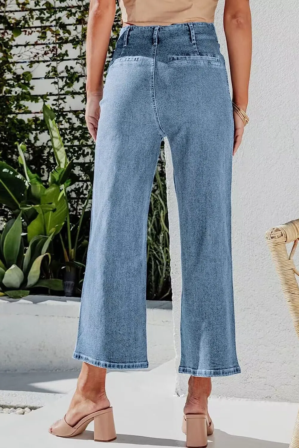 Button Fly Cropped Wide Leg Jeans sold by Unique Kulture product image thumbnail 3