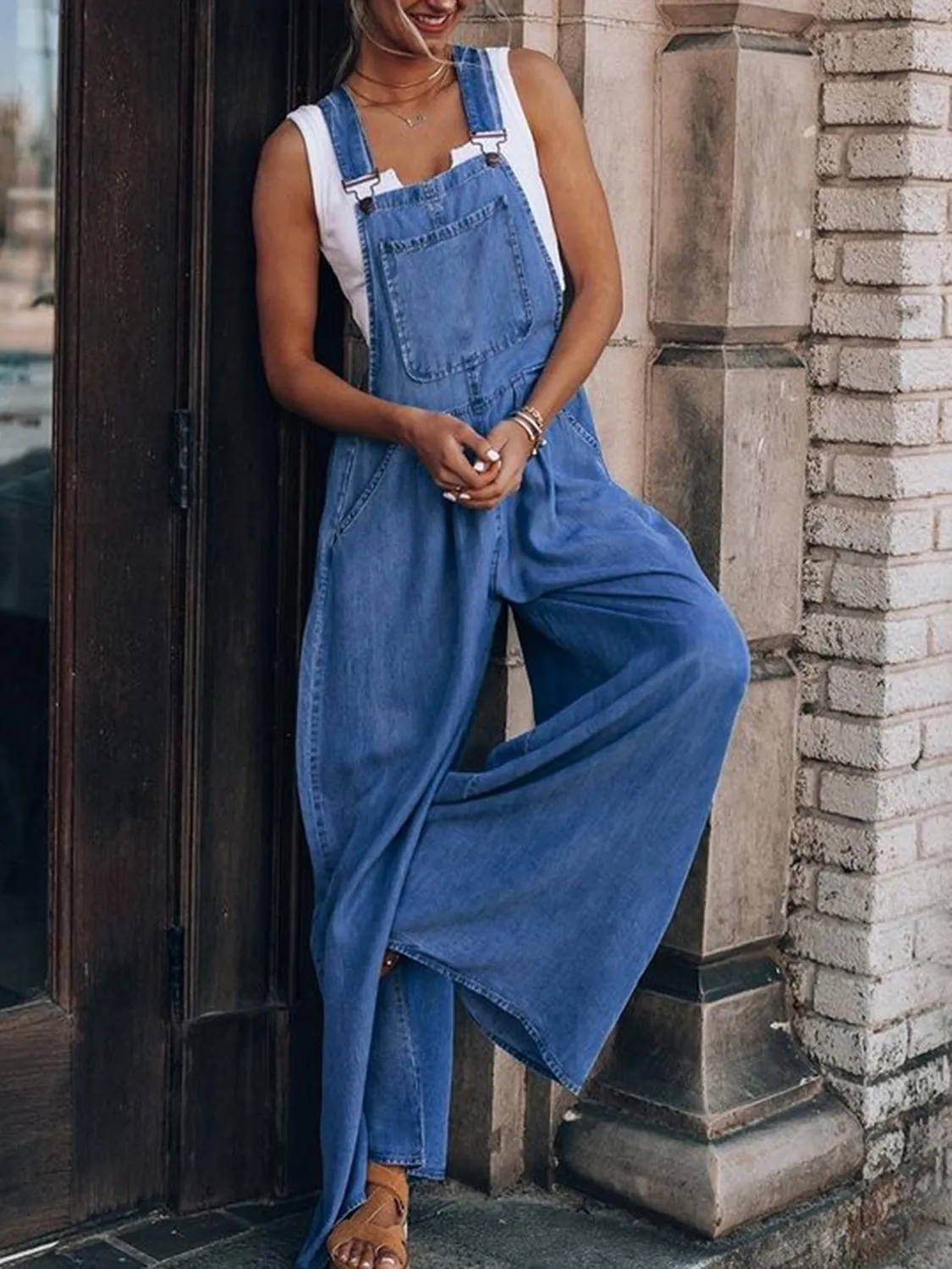 Wide Leg Denim Overalls sold by Unique Kulture product image thumbnail 3
