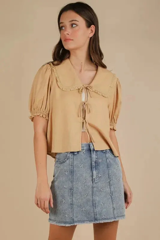 VERY J Bow Printed Casual Denim Mini Skirt sold by Unique Kulture product image thumbnail 5