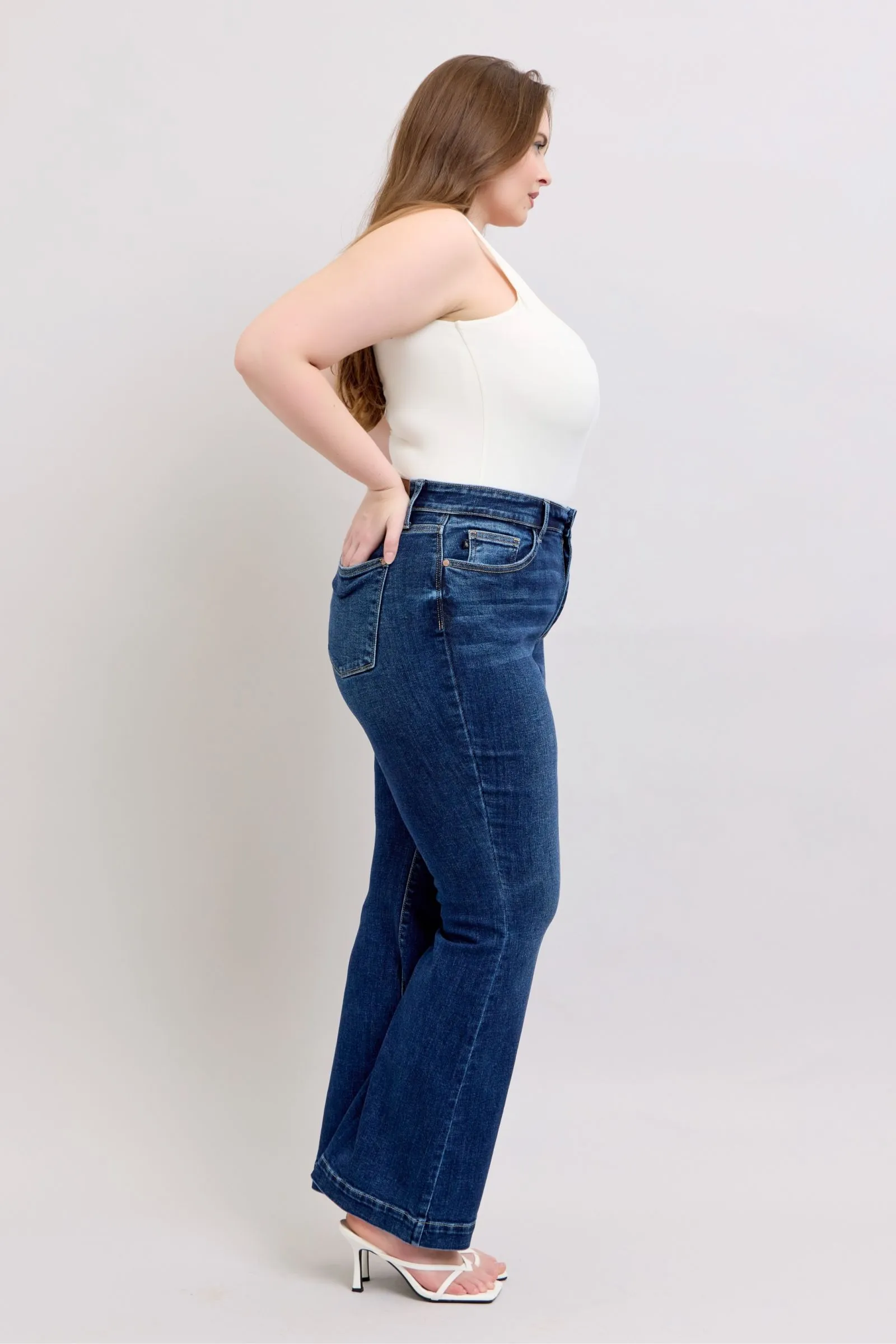 Judy Blue Full Size High Rise Flare Jeans with Pockets Plus Size sold by Unique Kulture product image thumbnail 4