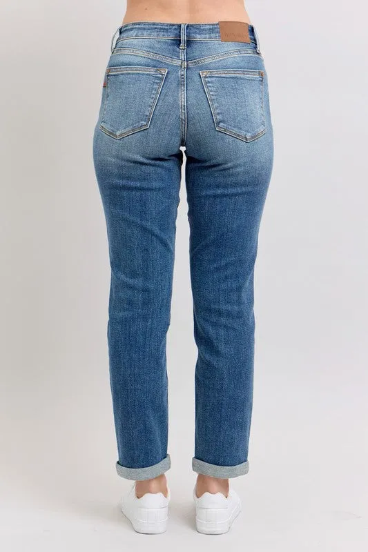 Judy Blue Full Size Mid Rise Skinny Cuff Jeans with Pockets Plus Size sold by Unique Kulture product image thumbnail 4