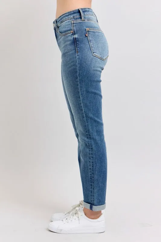 Judy Blue Full Size Mid Rise Skinny Cuff Jeans with Pockets Plus Size sold by Unique Kulture product image thumbnail 3