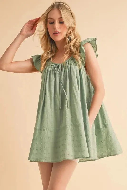 Aemi+Co Ruffled Cap Sleeve Cotton Tunic Mini Dress made by Trendsi