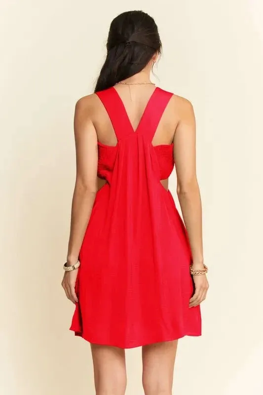 Davi & Dani Washed Satin Cutout Skirt Bandeau Mini Dress sold by Unique Kulture product image thumbnail 3