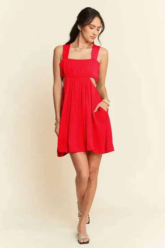 Davi & Dani Washed Satin Cutout Skirt Bandeau Mini Dress sold by Unique Kulture product image thumbnail 4