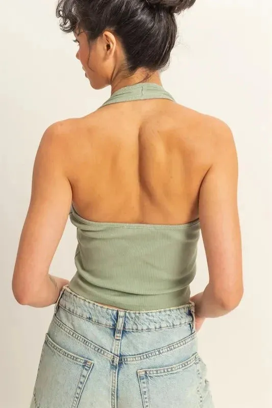 HYFVE Halter Neck Buttoned Washed Top sold by Unique Kulture product image thumbnail 3
