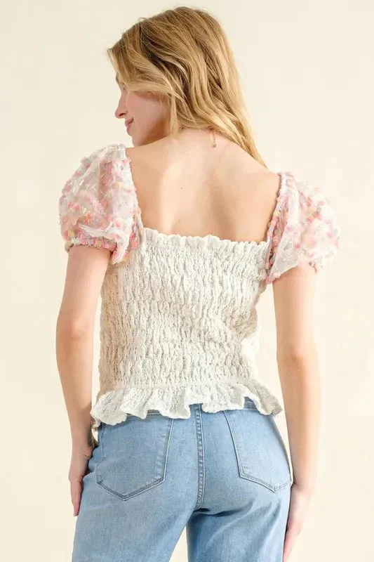 And The Why Embellishment Sleeve Smocked Top sold by Unique Kulture product image thumbnail 4