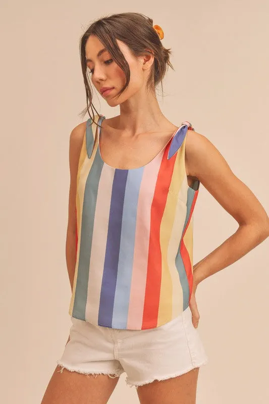 Aemi + Co Contrast Striped Scoop Neck Tie Shoulder Tank sold by Unique Kulture product image thumbnail 3