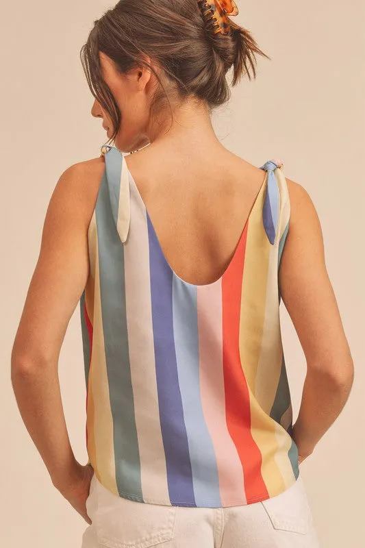 Aemi + Co Contrast Striped Scoop Neck Tie Shoulder Tank sold by Unique Kulture product image thumbnail 5