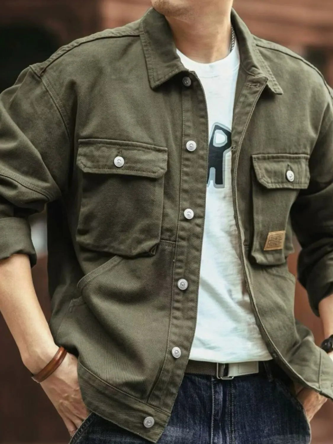 Men's Washed Collared Neck Cargo Jacket sold by Unique Kulture product image thumbnail 4