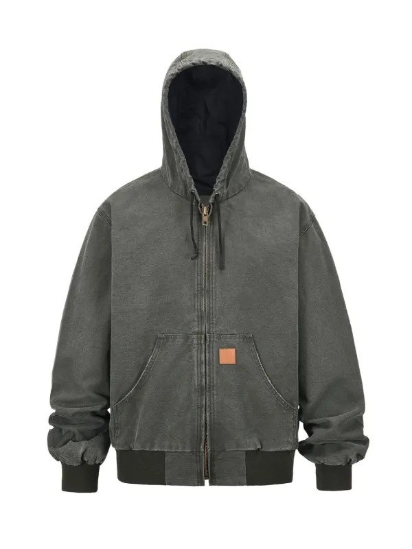 Men's Zip Up Washed Hooded Jacket sold by Unique Kulture