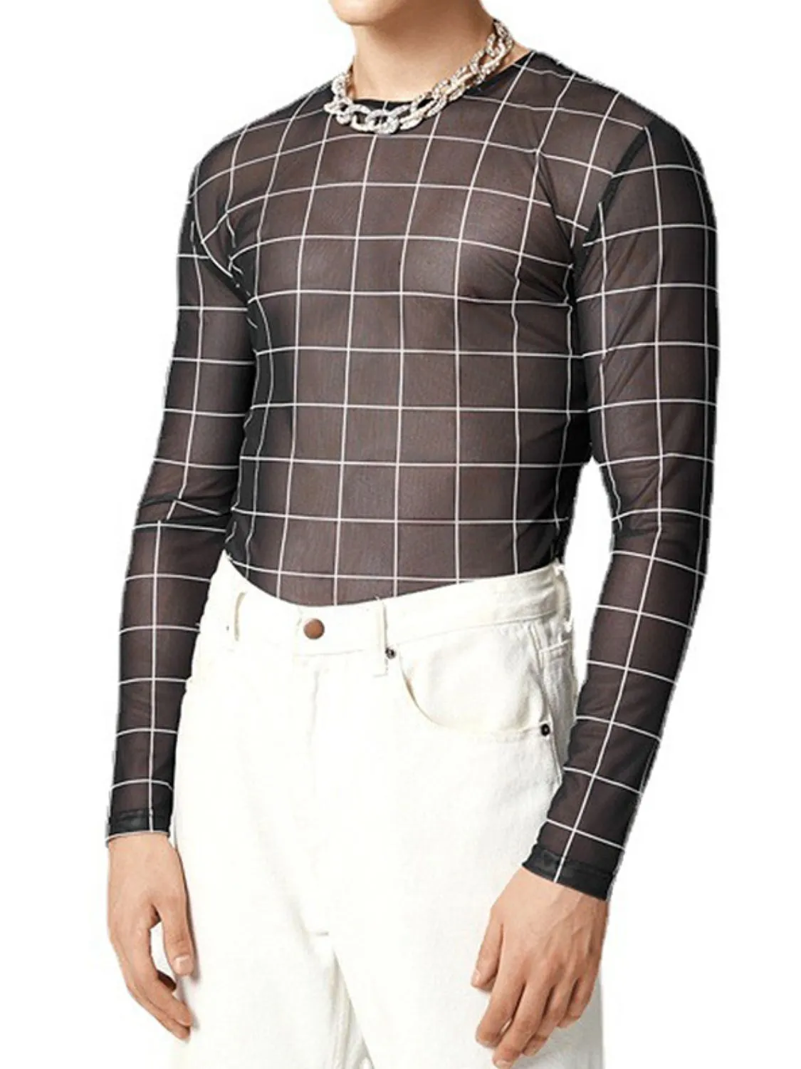 Men's Full Size Plaid Round Neck Long Sleeve Top Plus Size sold by Unique Kulture product image thumbnail 5