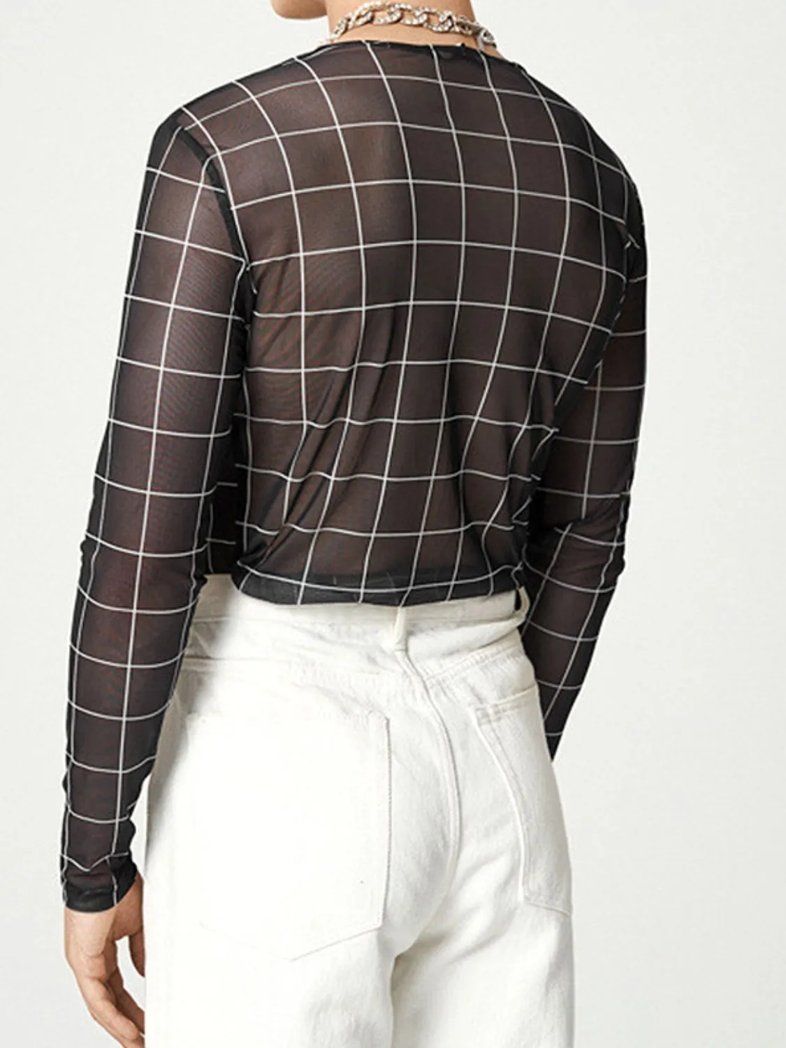 Men's Full Size Plaid Round Neck Long Sleeve Top Plus Size sold by Unique Kulture product image thumbnail 3