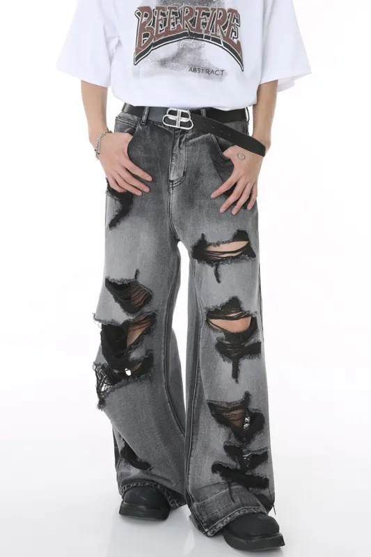Distressed Wide Leg Jeans with Pockets sold by Unique Kulture