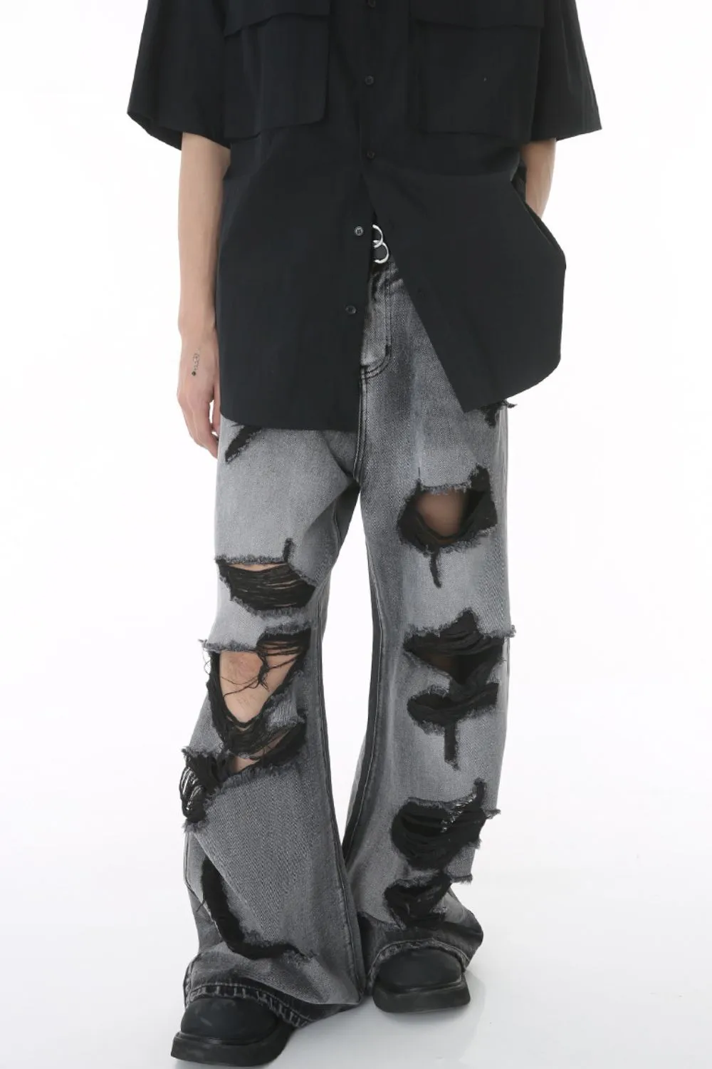 Distressed Wide Leg Jeans with Pockets sold by Unique Kulture product image thumbnail 4