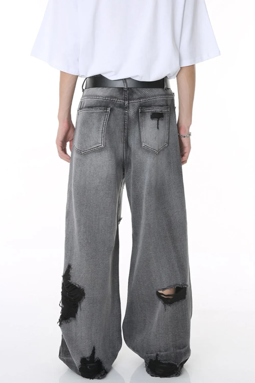 Distressed Wide Leg Jeans with Pockets sold by Unique Kulture product image thumbnail 3