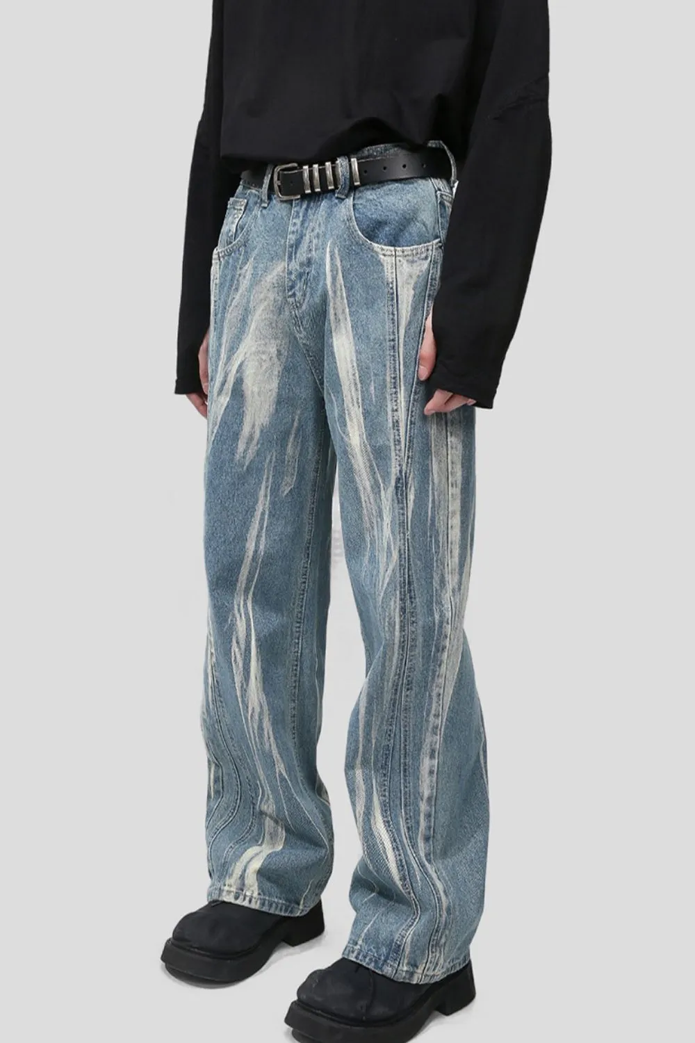 Paint Wide Leg Men's Jeans with Pockets sold by Unique Kulture product image thumbnail 2