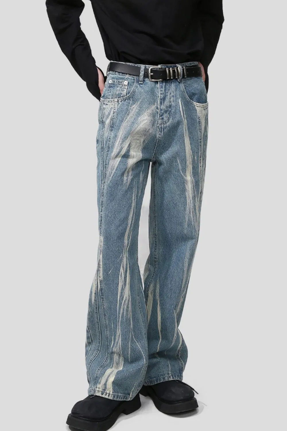 Paint Wide Leg Men's Jeans with Pockets sold by Unique Kulture product image thumbnail 4
