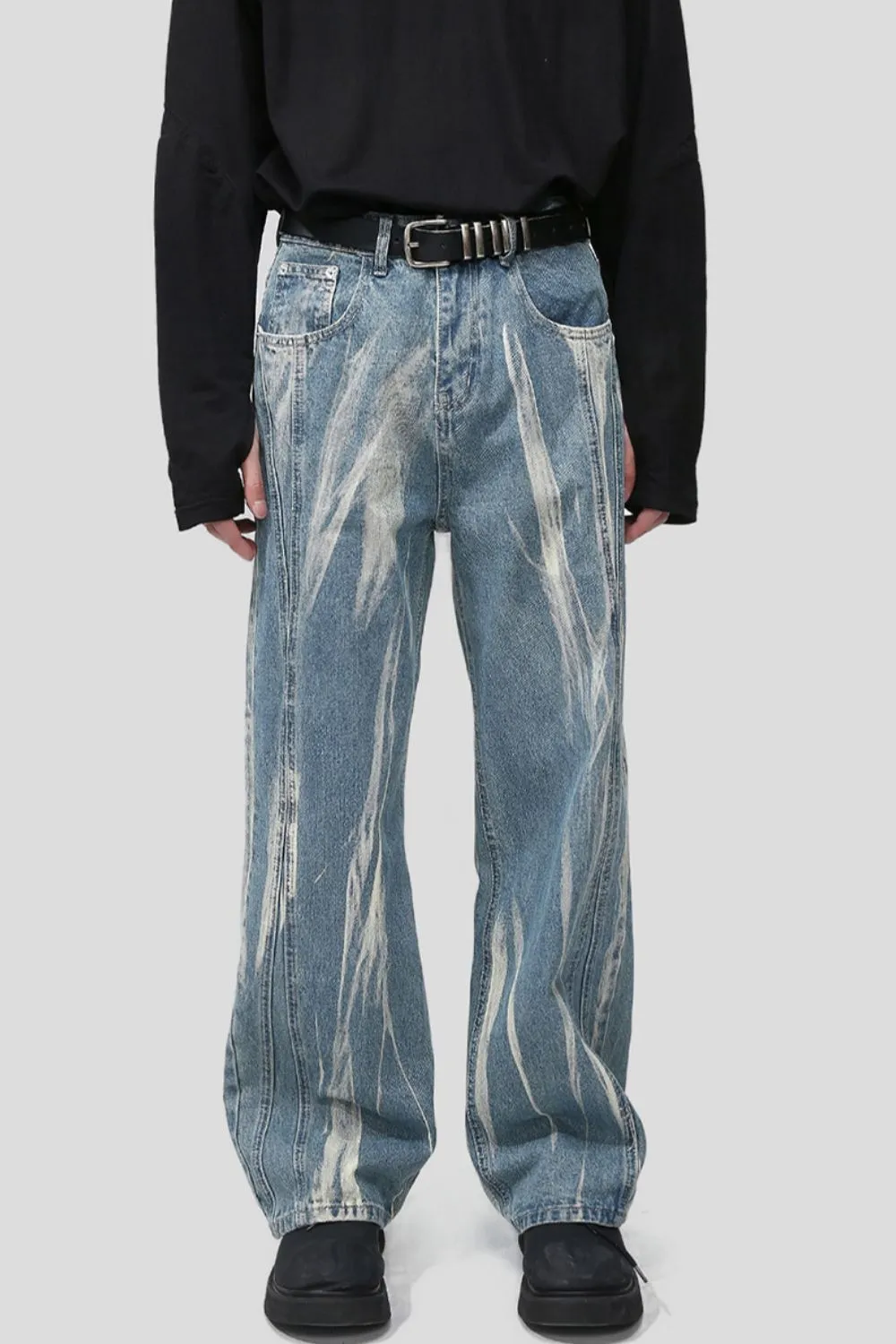 Paint Wide Leg Men's Jeans with Pockets sold by Unique Kulture