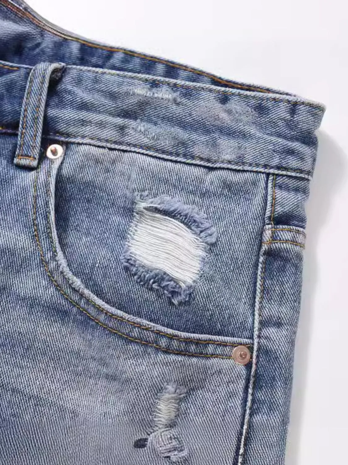 Men's Distressed Denim Bermuda Shorts sold by Unique Kulture product image thumbnail 5