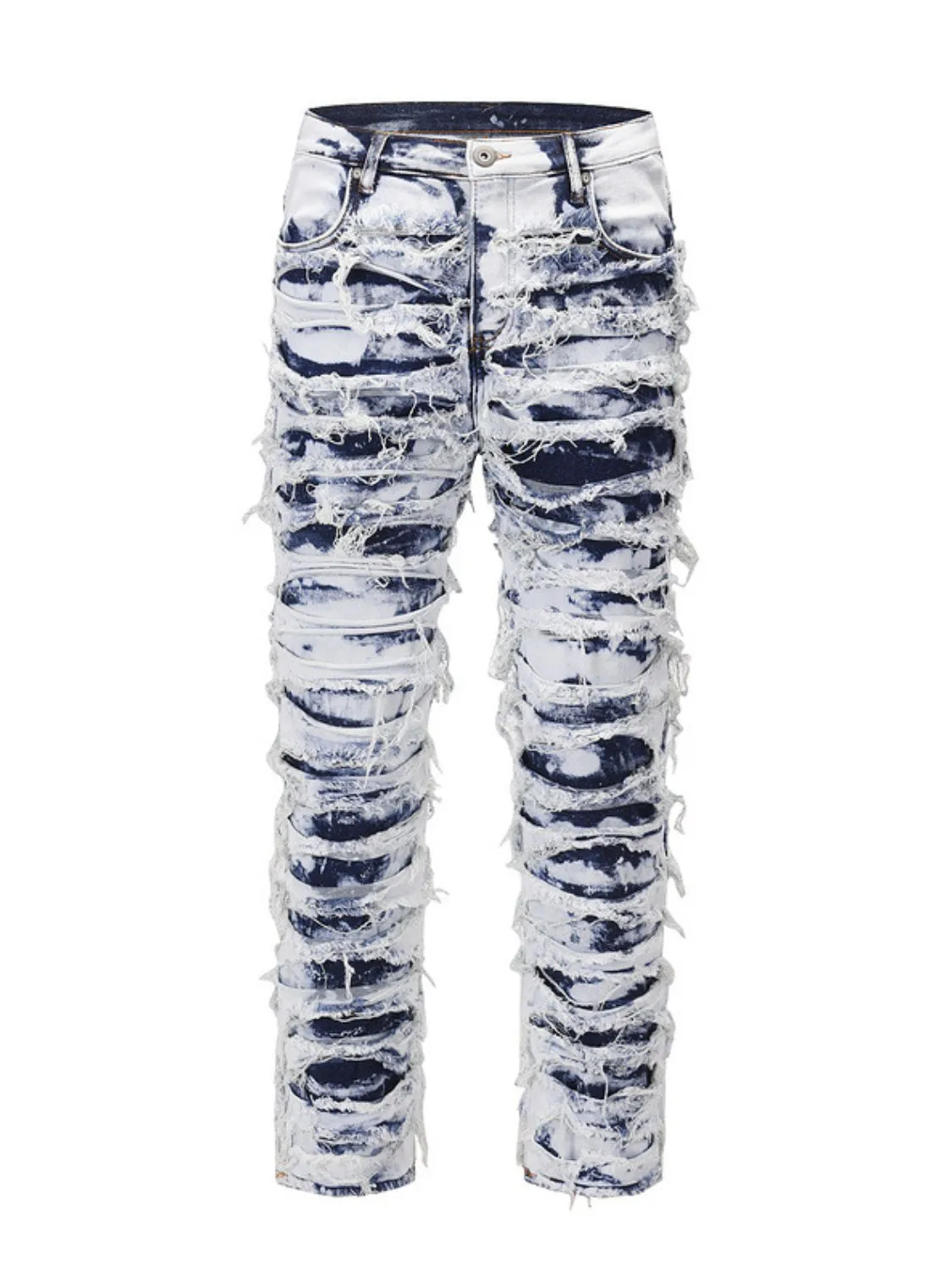 Men's Distressed Raw Hem Straight Jeans sold by Unique Kulture