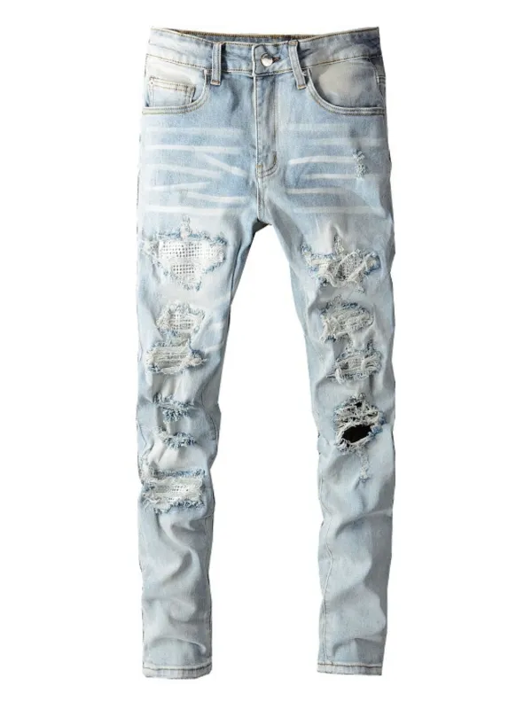 Men's Distressed Jeans with Pockets made by Trendsi