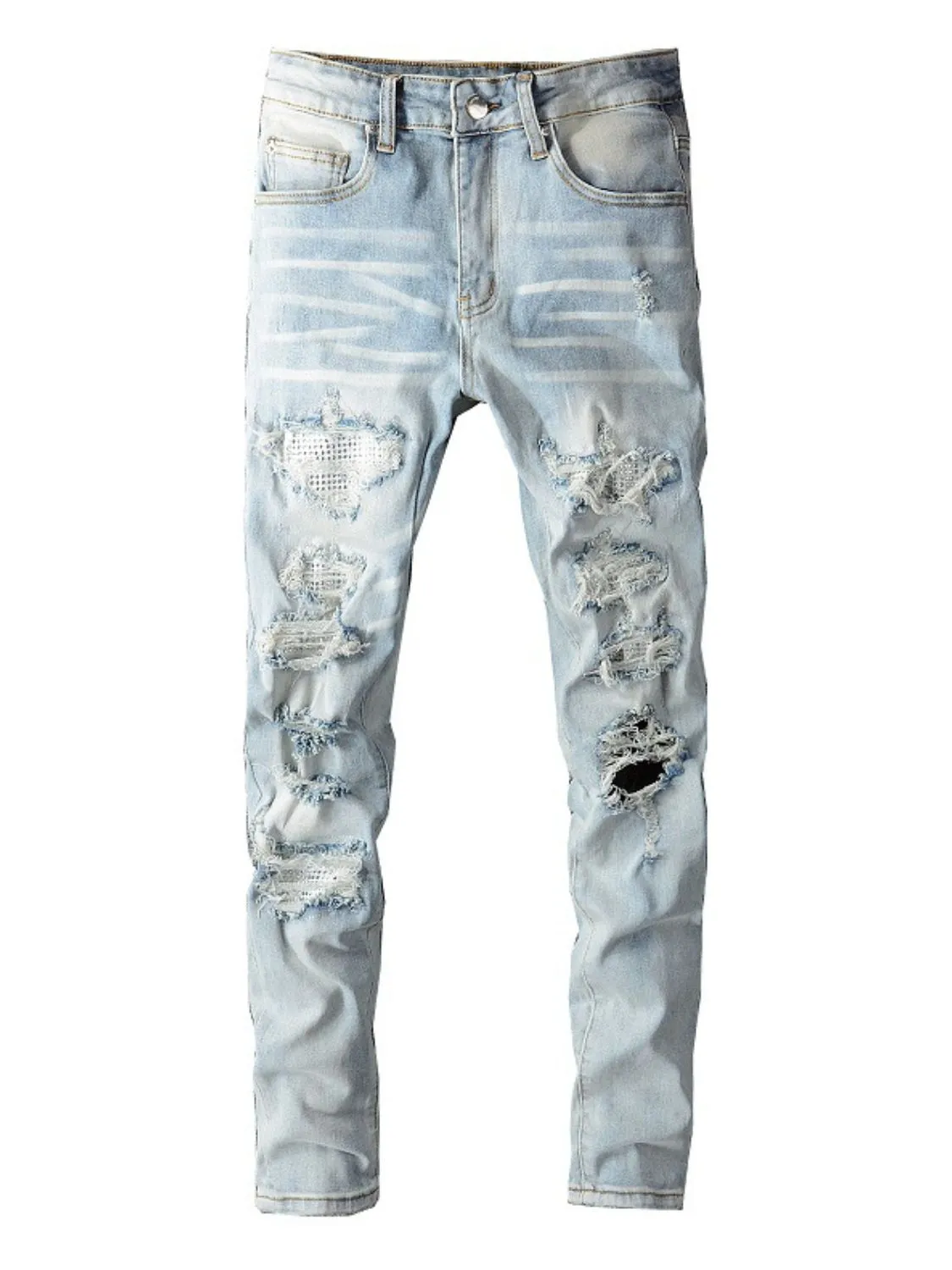 Men's Distressed Jeans with Pockets sold by Unique Kulture