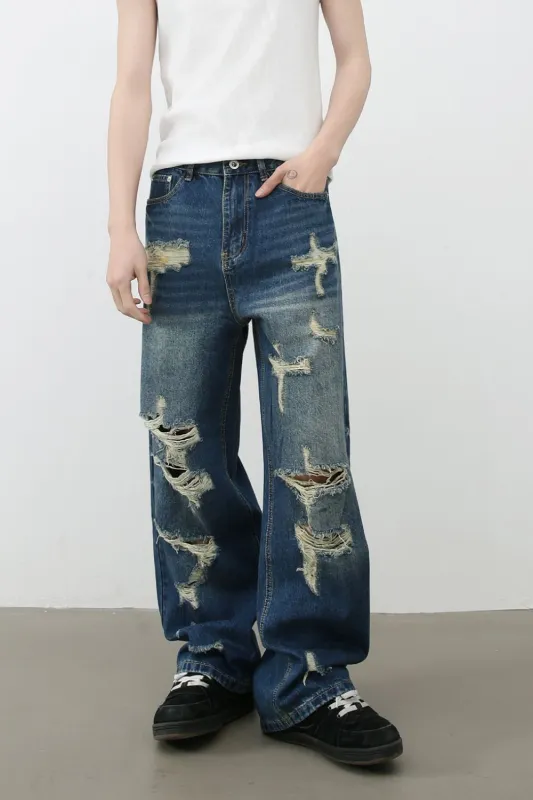Men's Distressed Jeans with Pockets sold by Unique Kulture