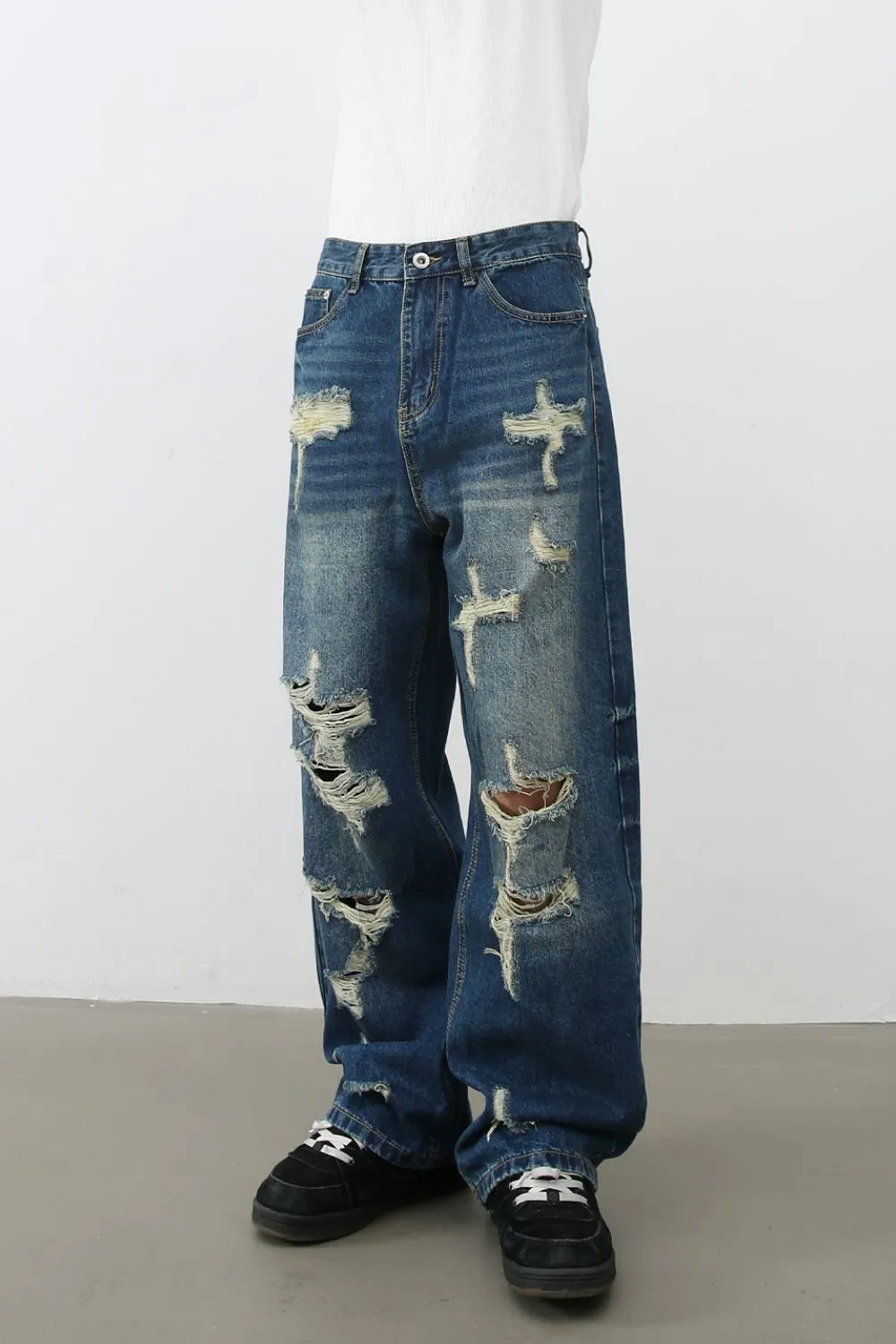 Men's Distressed Jeans with Pockets sold by Unique Kulture product image thumbnail 4