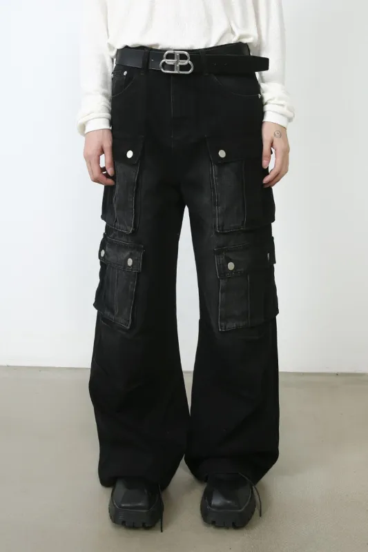 Men's Wide Leg Jeans with Cargo Pockets sold by Unique Kulture