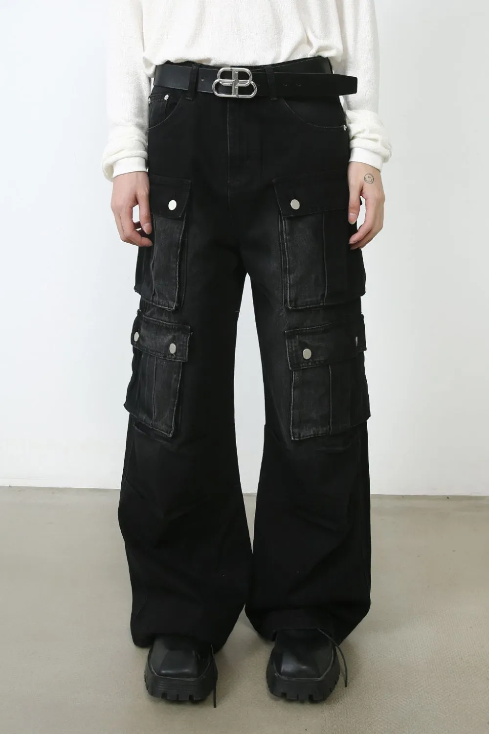 Men's Wide Leg Jeans with Cargo Pockets sold by Unique Kulture