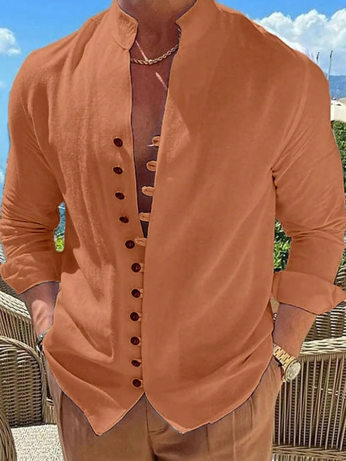 Men's Full Size Button Front Long Sleeve Shirt Plus Size sold by Unique Kulture product image thumbnail 4