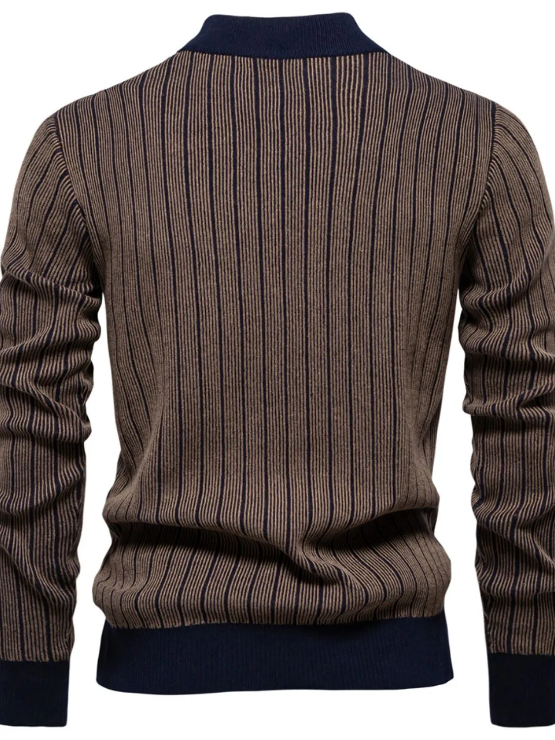 Men's Mock Neck Contrast Striped Sweater sold by Unique Kulture product image thumbnail 2