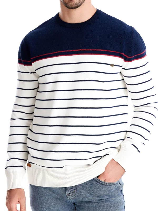 Men's Striped Round Neck Long Sleeve Sweater sold by Unique Kulture