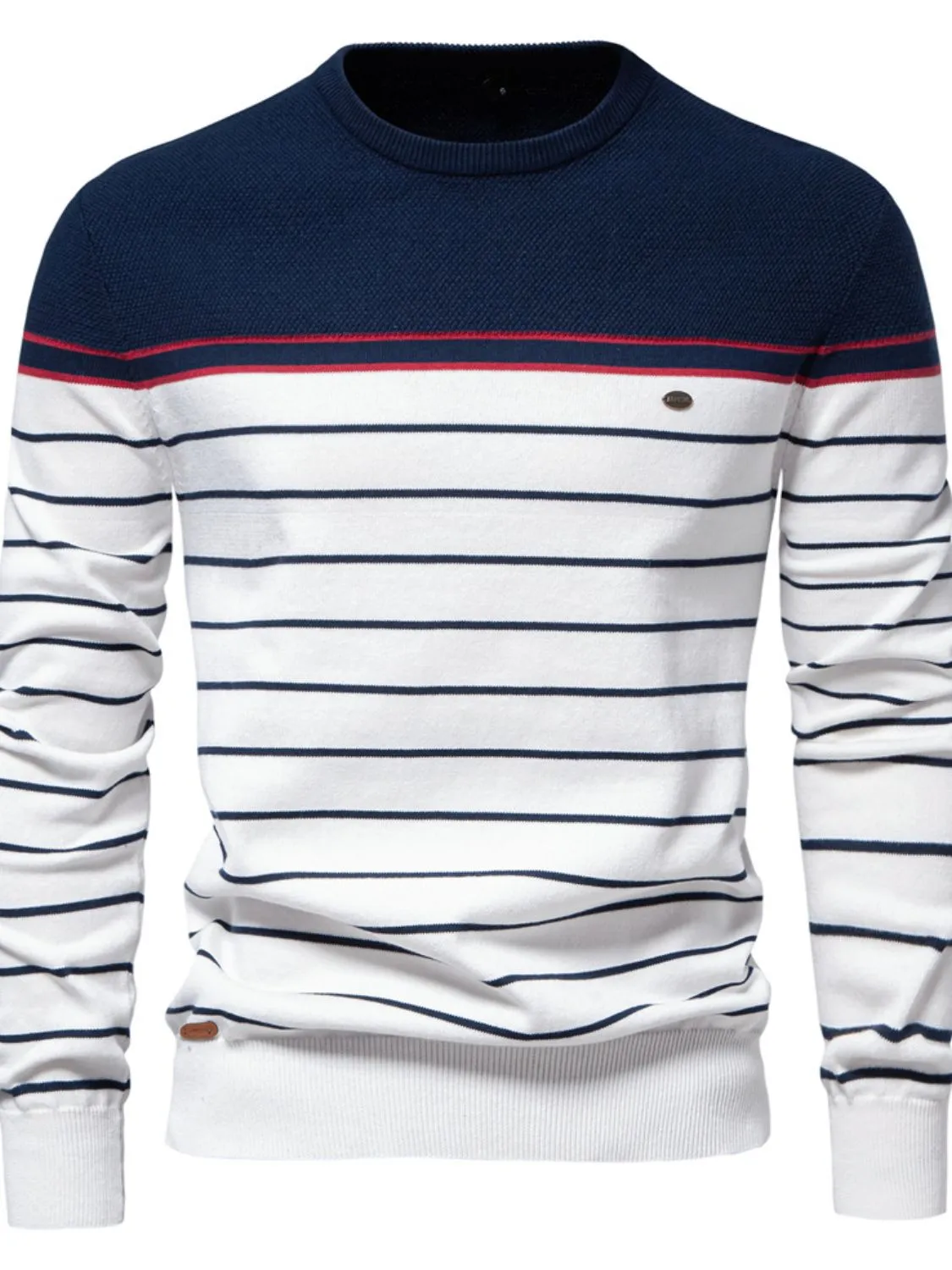 Men's Striped Round Neck Long Sleeve Sweater sold by Unique Kulture product image thumbnail 2