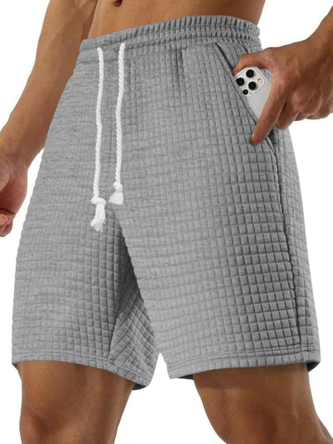 Men's Full Size Drawstring Textured Shorts Plus Size sold by Unique Kulture product image thumbnail 4