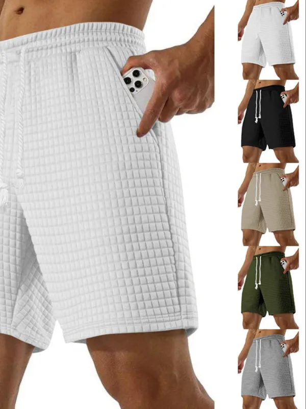Men's Full Size Drawstring Textured Shorts Plus Size sold by Unique Kulture