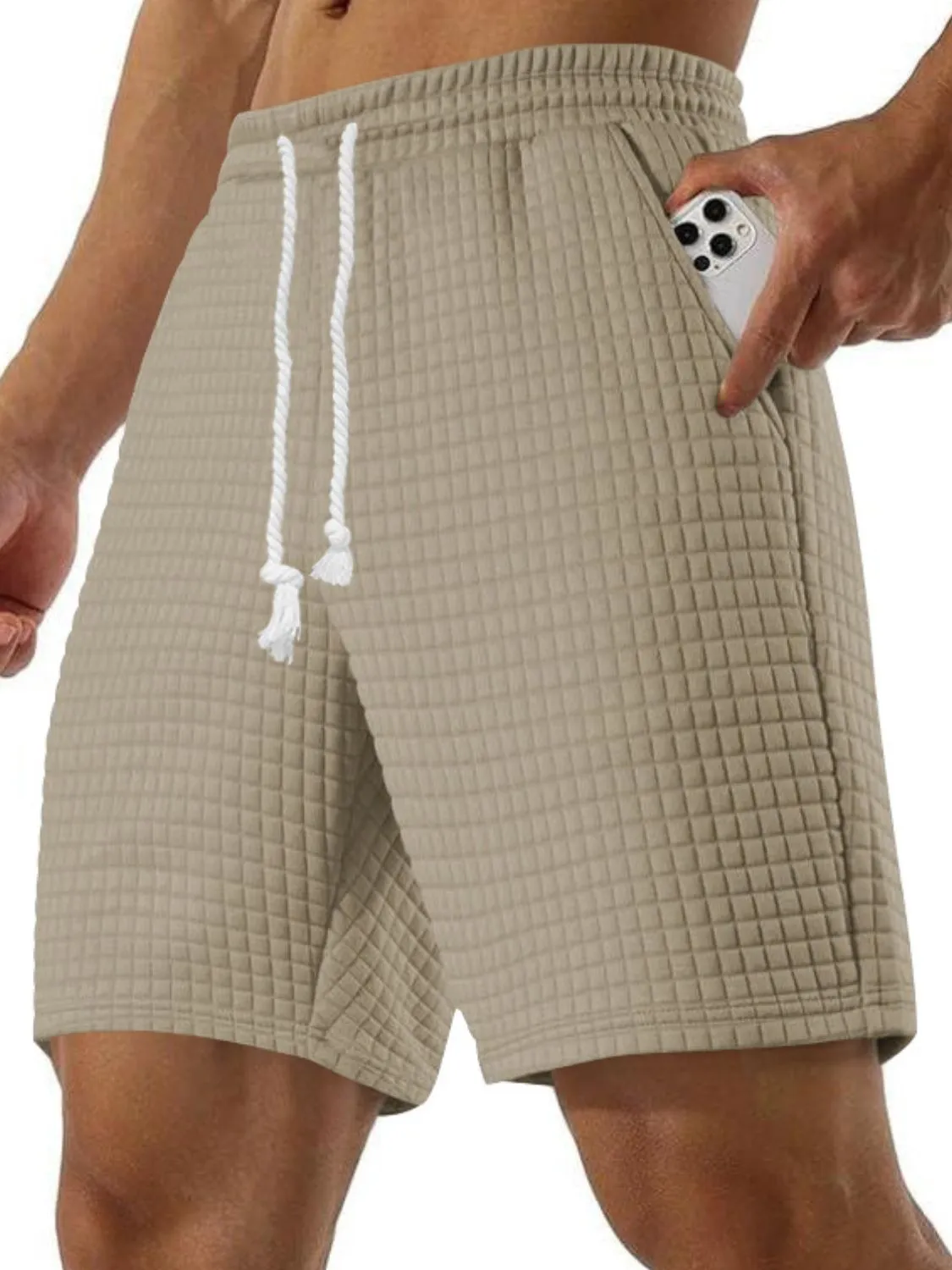 Men's Full Size Drawstring Textured Shorts Plus Size sold by Unique Kulture product image thumbnail 5