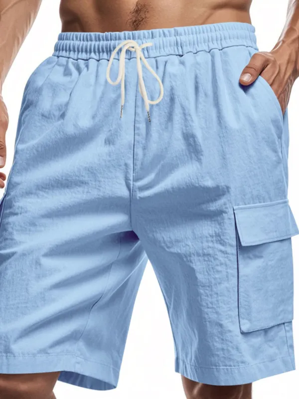 Men's Full Size Drawstring Shorts with Cargo Pockets Plus Size made by Trendsi