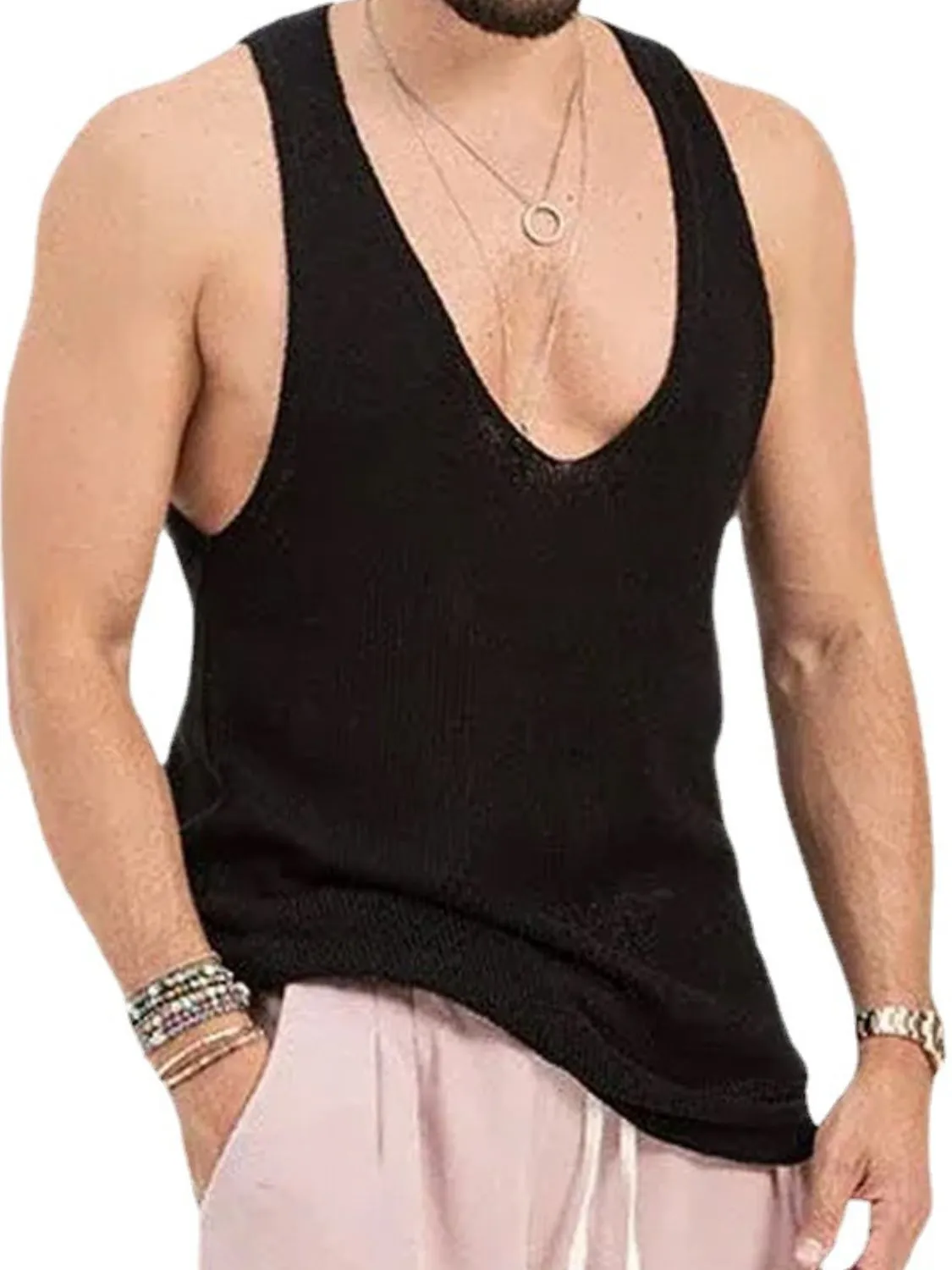 Men's Scoop Neck Knit Tank sold by Unique Kulture product image thumbnail 5